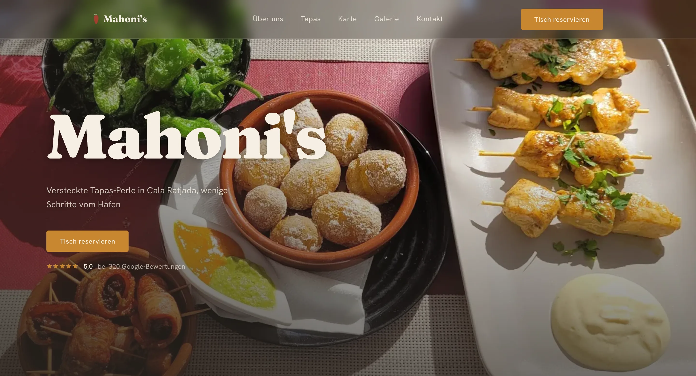 Mahoni's Tapas-Bar Website Screenshot